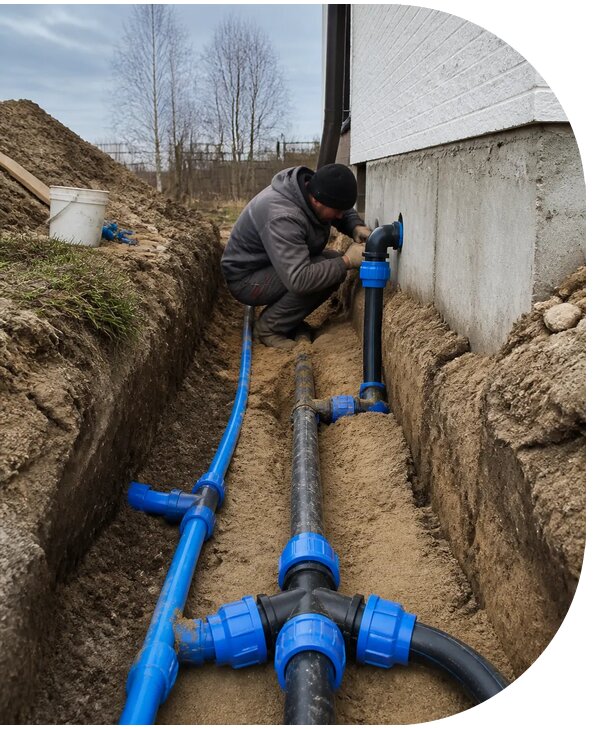 Монтаж наружного водопровода на участке под ключ в Борзе